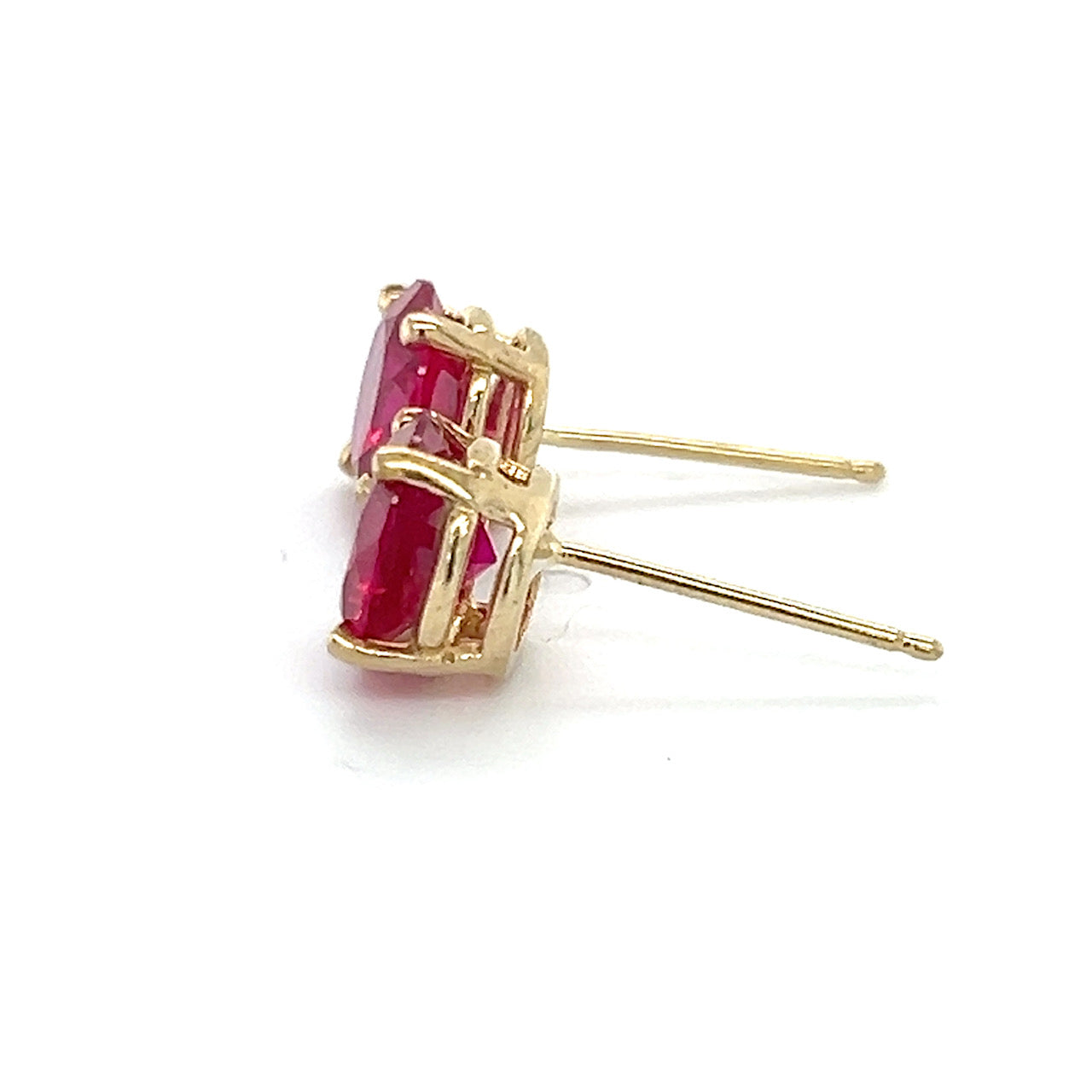 14K Yellow Gold Red Stone Stud Earrings; 1.5DWT; 2.3g