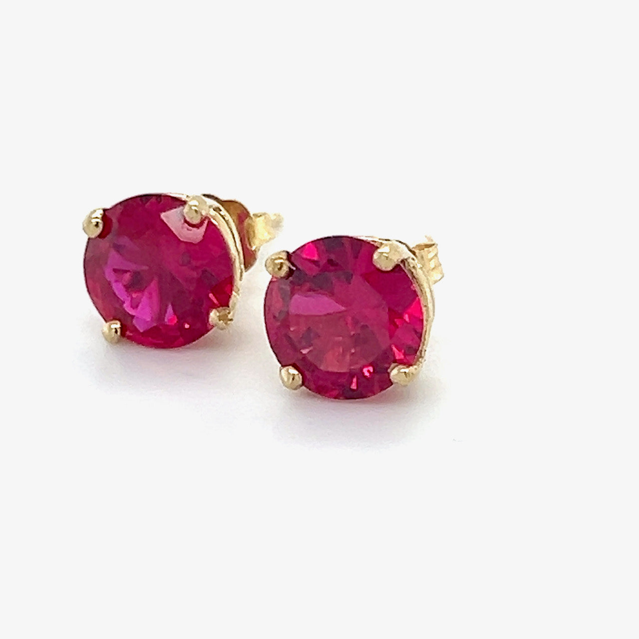 14K Yellow Gold Red Stone Stud Earrings; 1.5DWT; 2.3g