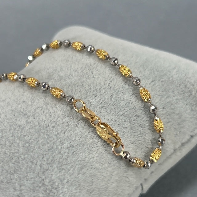 14K Two-Tone 7.5" Gold Bracelet; 2.2DWT; 3.5g