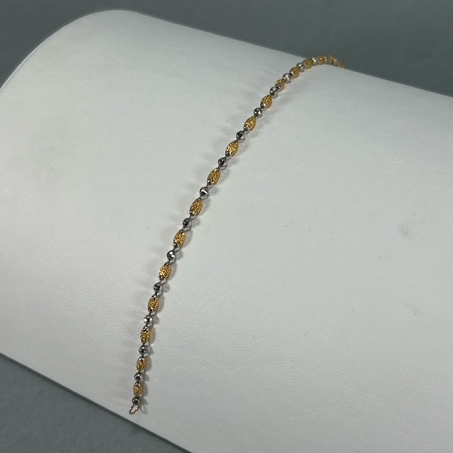 14K Two-Tone 7.5" Gold Bracelet; 2.2DWT; 3.5g