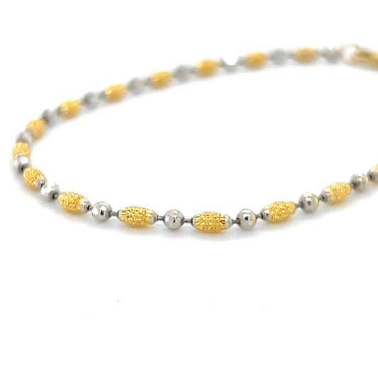 14K Two-Tone 7.5" Gold Bracelet; 2.2DWT; 3.5g