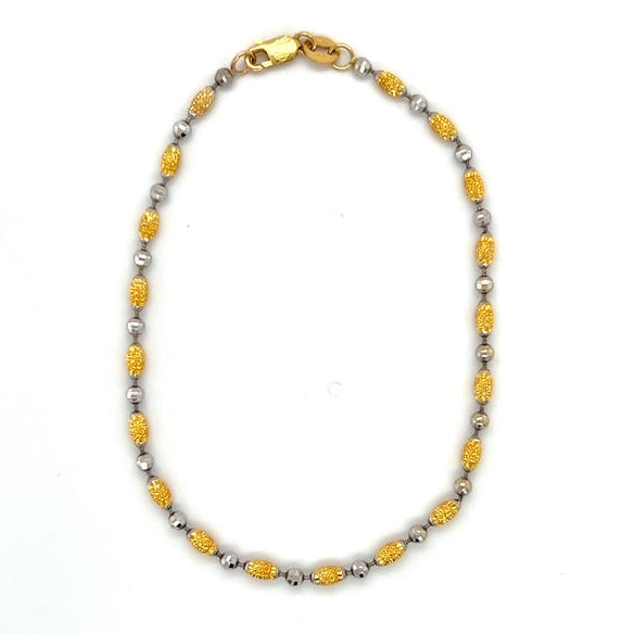 14K Two-Tone 7.5" Gold Bracelet; 2.2DWT; 3.5g