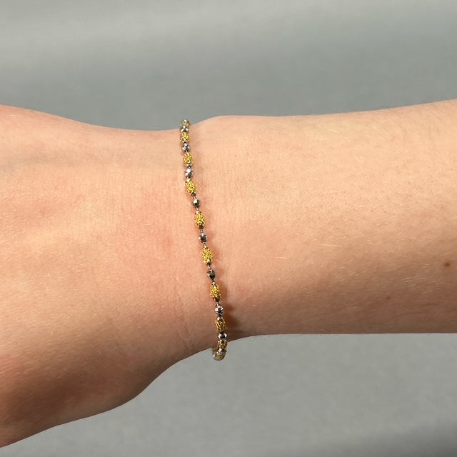 14K Two-Tone 7.5" Gold Bracelet; 2.2DWT; 3.5g