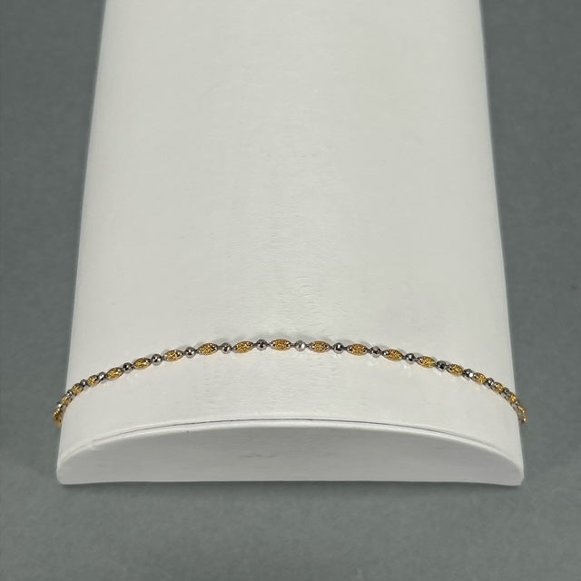 14K Two-Tone 7.5" Gold Bracelet; 2.2DWT; 3.5g