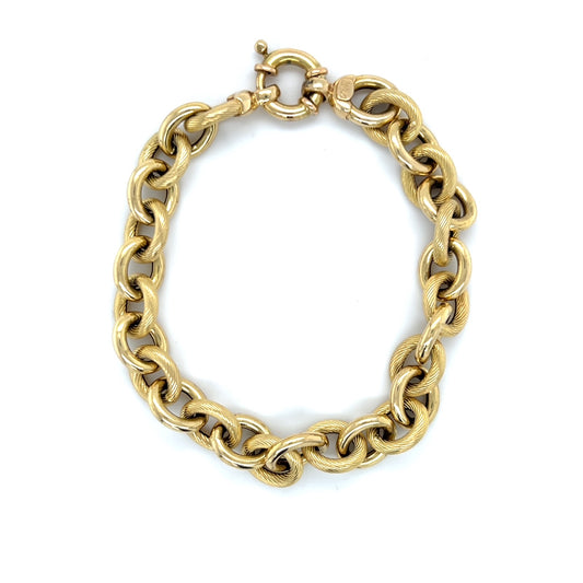 14K Yellow Gold 8" Circle Link Cable Bracelet; 6.9DWT; 10.8g