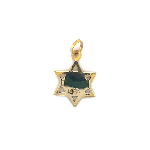 14K Yellow Gold Star of David Pendant; 0.3DWT; 0.4g