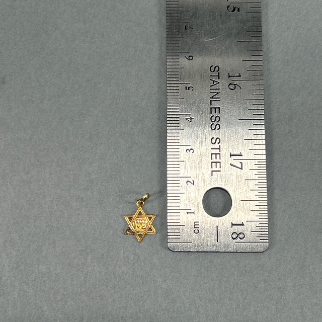 14K Yellow Gold Star of David Pendant; 0.3DWT; 0.4g