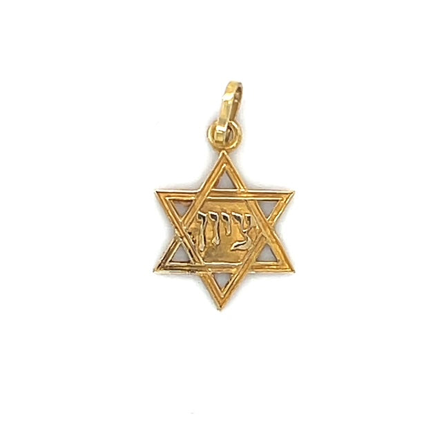 14K Yellow Gold Star of David Pendant; 0.3DWT; 0.4g