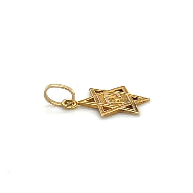 14K Yellow Gold Star of David Pendant; 0.3DWT; 0.4g