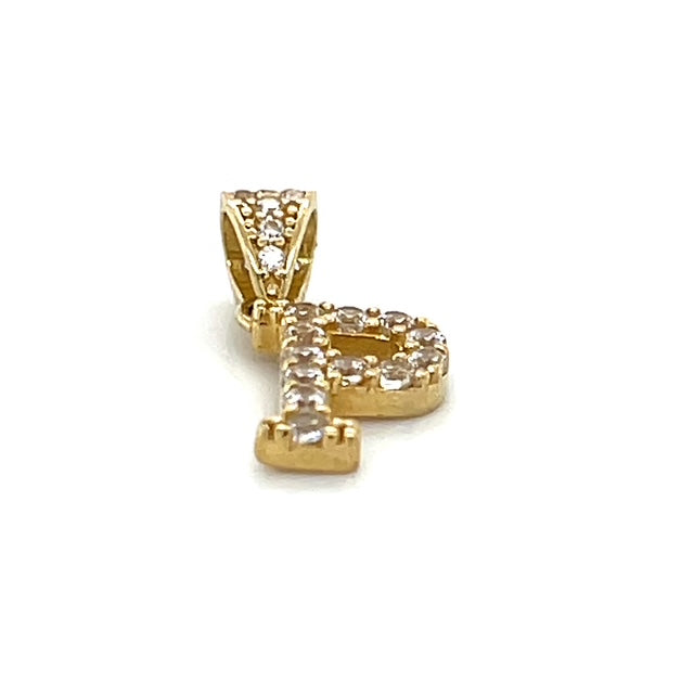 14K Yellow Gold CZ "P" Pendant; 0.7DWT: 1.1g
