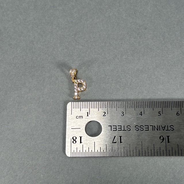 14K Yellow Gold CZ "P" Pendant; 0.7DWT: 1.1g