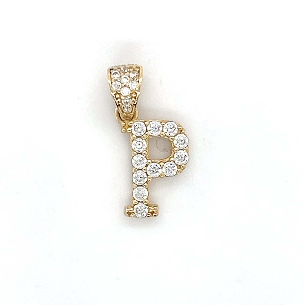 14K Yellow Gold CZ "P" Pendant; 0.7DWT: 1.1g