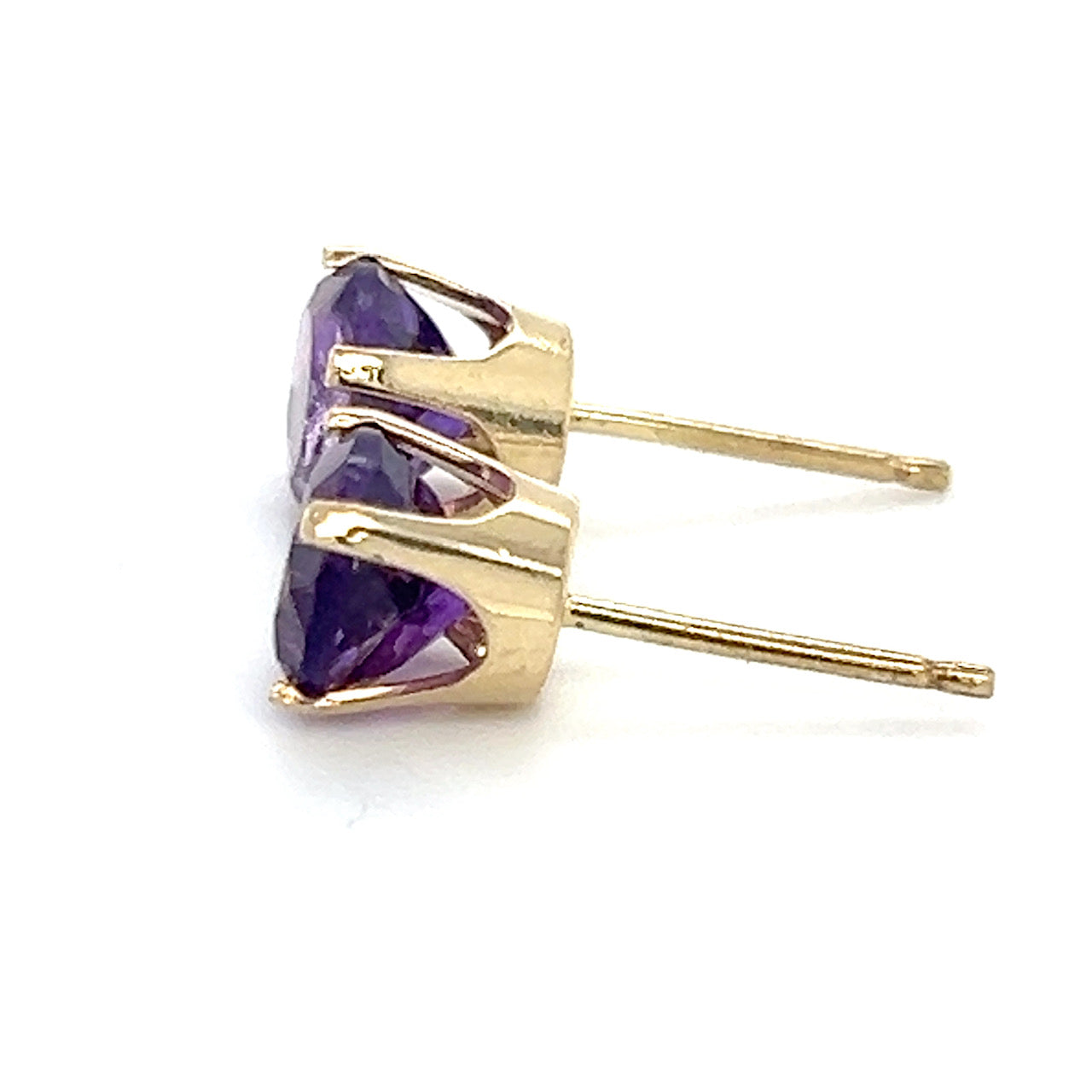 14K Yellow Gold Synthetic Amethyst Stud Earrings; 0.8DWT; 1.2g