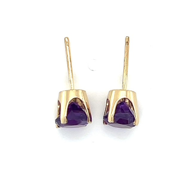 14K Yellow Gold Synthetic Amethyst Stud Earrings; 0.8DWT; 1.2g
