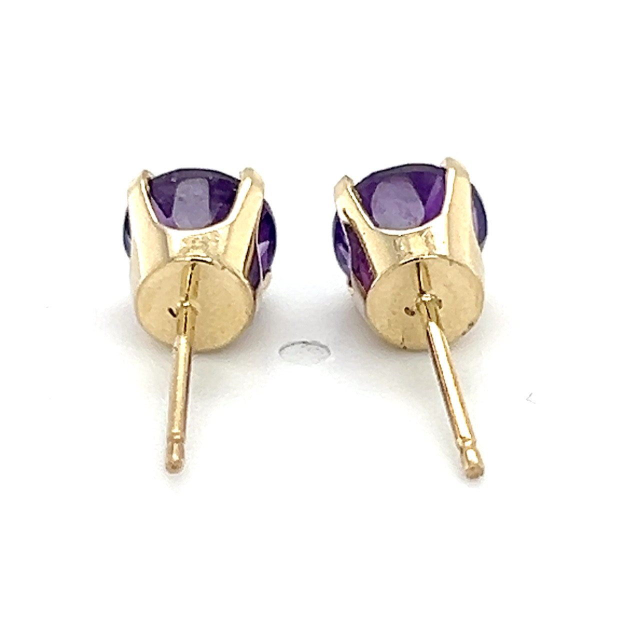 14K Yellow Gold Synthetic Amethyst Stud Earrings; 0.8DWT; 1.2g