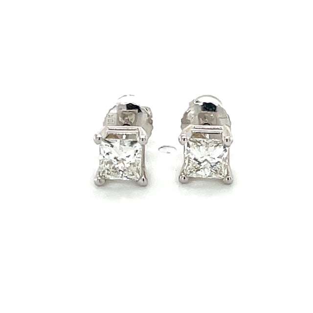 18K White Gold Diamond Stud Earrings; 0.75CTW