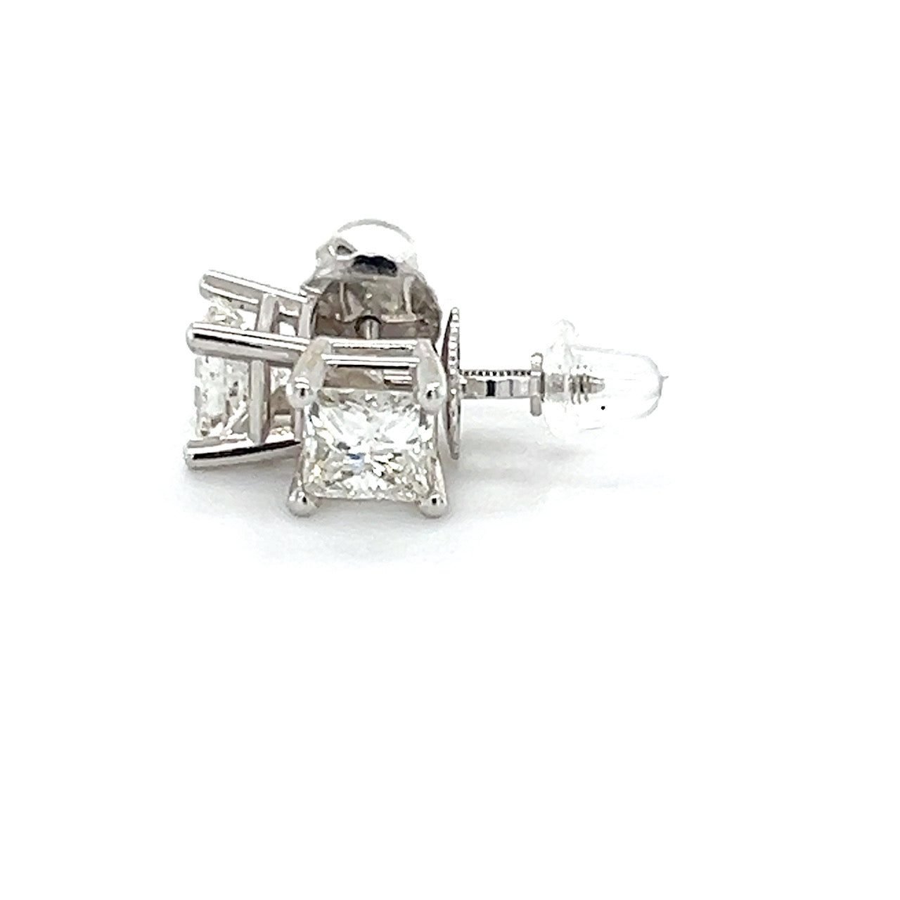 18K White Gold Diamond Stud Earrings; 0.75CTW