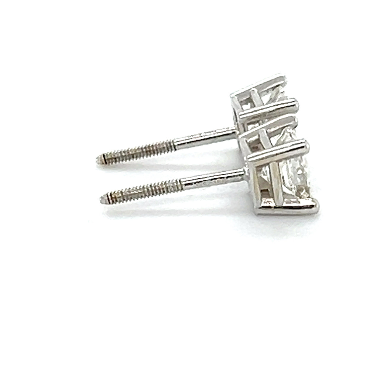 18K White Gold Diamond Stud Earrings; 0.75CTW