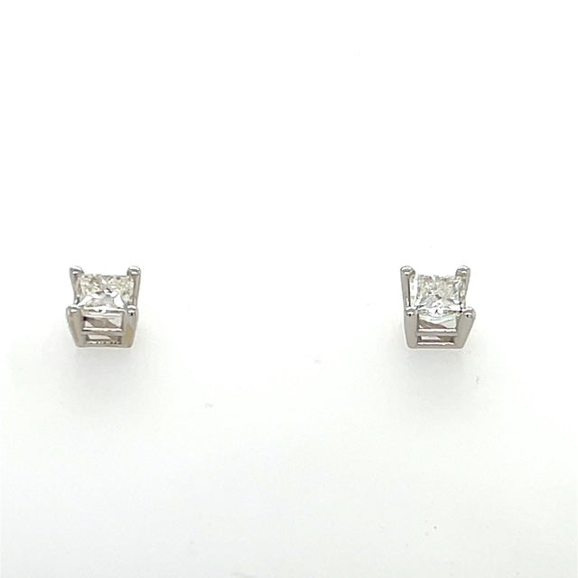 18K White Gold Diamond Stud Earrings; 0.75CTW