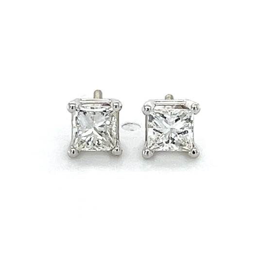 18K White Gold Diamond Stud Earrings; 0.75CTW