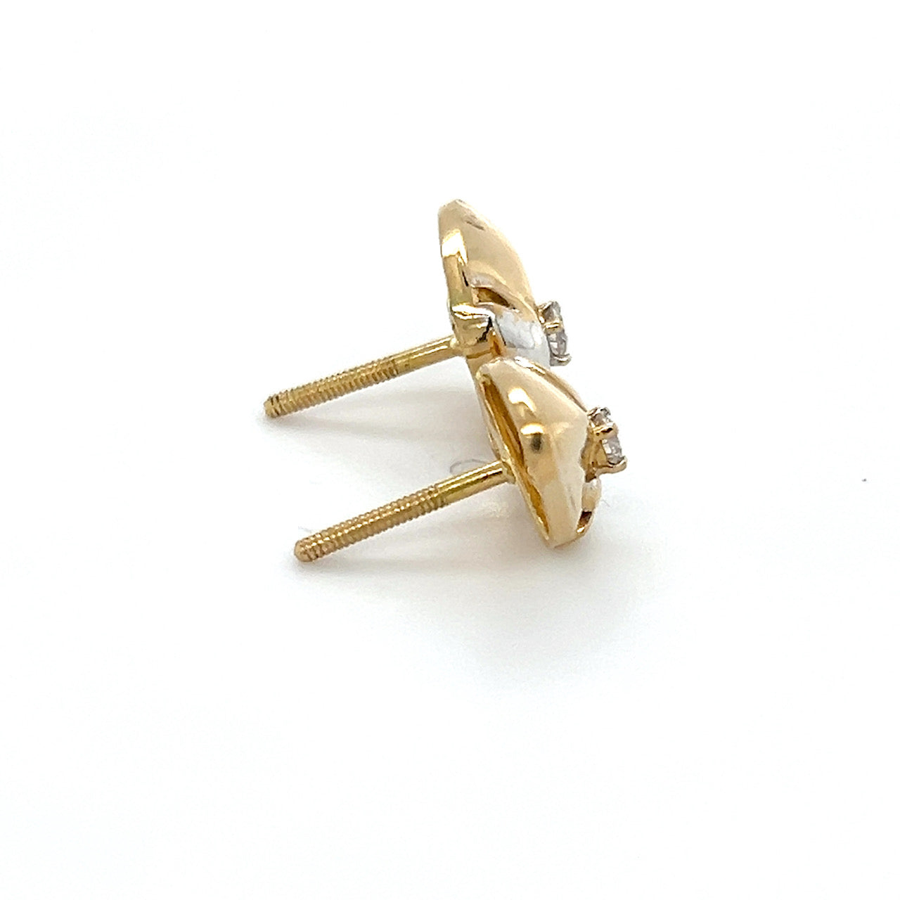 18K Two-Tone Gold Diamond Strawberry Stud Earrings; 0.13CTW; 2.9g