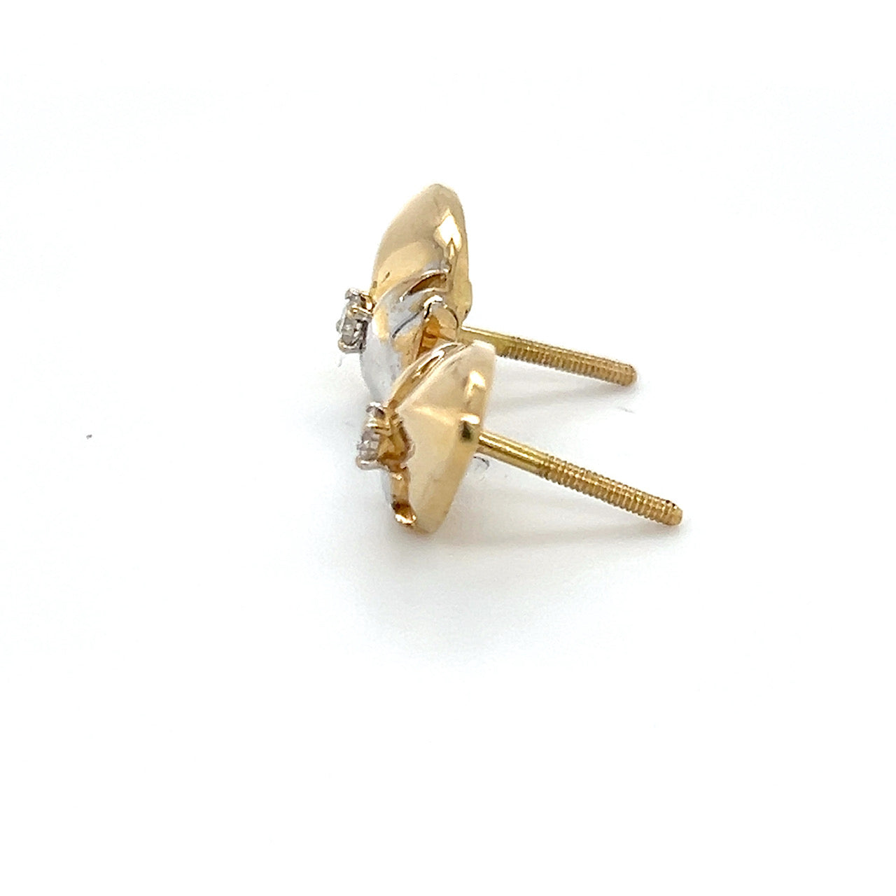 18K Two-Tone Gold Diamond Strawberry Stud Earrings; 0.13CTW; 2.9g