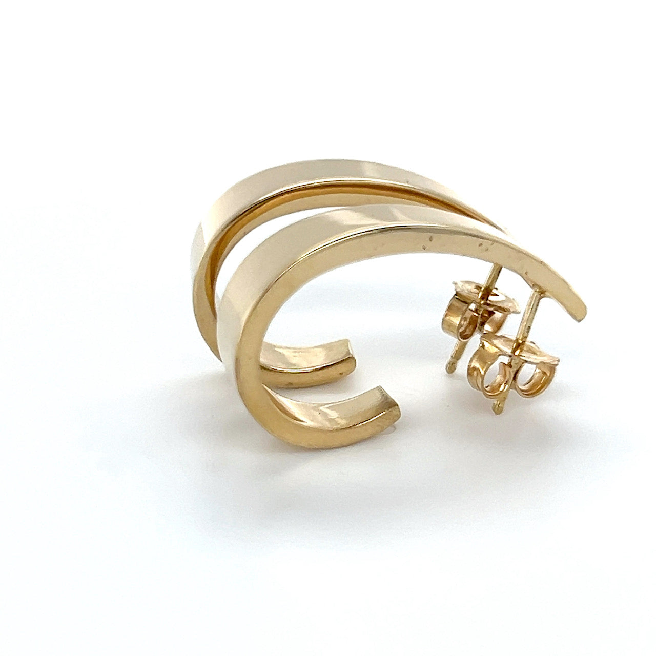 14K Yellow Gold C Shaped Earrings; 1.7DWT; 2.6g