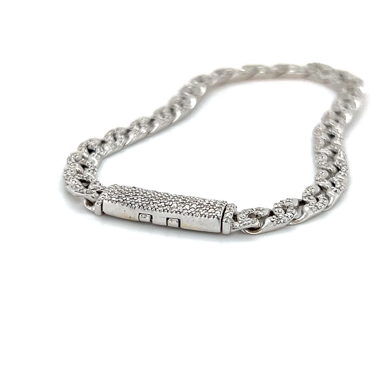 14K White Gold Diamond 7" Bracelet; 7DWT; 1.32CTW; 10.9g