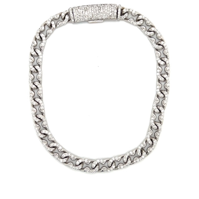 14K White Gold Diamond 7" Bracelet; 7DWT; 1.32CTW; 10.9g
