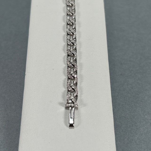 14K White Gold Diamond 7" Bracelet; 7DWT; 1.32CTW; 10.9g