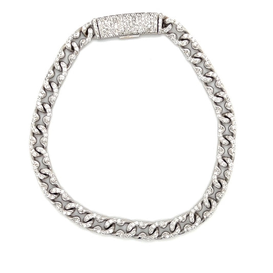 14K White Gold Diamond 7" Bracelet; 7DWT; 1.32CTW; 10.9g