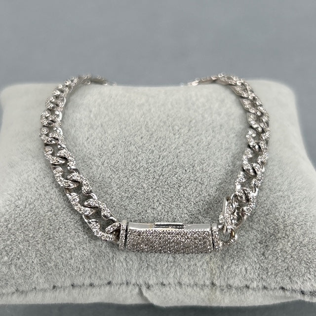 14K White Gold Diamond 7" Bracelet; 7DWT; 1.32CTW; 10.9g