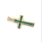 14K Yellow Gold Emerald Cross Pendant; 1.1DWT; 1.8g