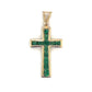 14K Yellow Gold Emerald Cross Pendant; 1.1DWT; 1.8g