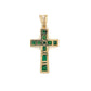 14K Yellow Gold Emerald Cross Pendant; 1.1DWT; 1.8g