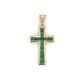 14K Yellow Gold Emerald Cross Pendant; 1.1DWT; 1.8g