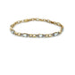 10K Yellow Gold Diamond Accent Aquamarine Tennis Bracelet; 7"; 2.7DWT