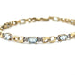 10K Yellow Gold Diamond Accent Aquamarine Tennis Bracelet; 7"; 2.7DWT