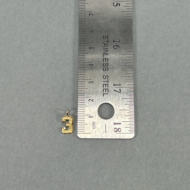 14K Yellow Gold "3" Pendant; 0.3g; 0.2DWT