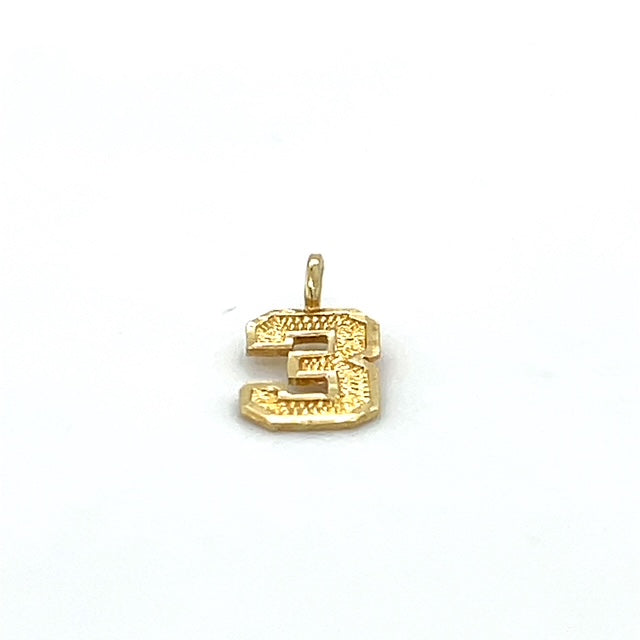 14K Yellow Gold "3" Pendant; 0.3g; 0.2DWT