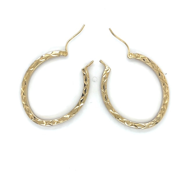 14K yellow Gold Hoop Earrings; 1.7DWT; 2.6g