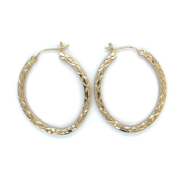14K yellow Gold Hoop Earrings; 1.7DWT; 2.6g