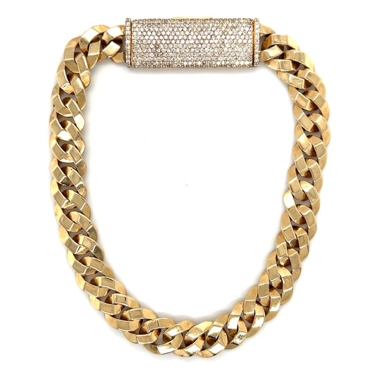 10K Yellow Gold Diamond 9" Cuban Bracelet; 0.75CTW; 35.6g