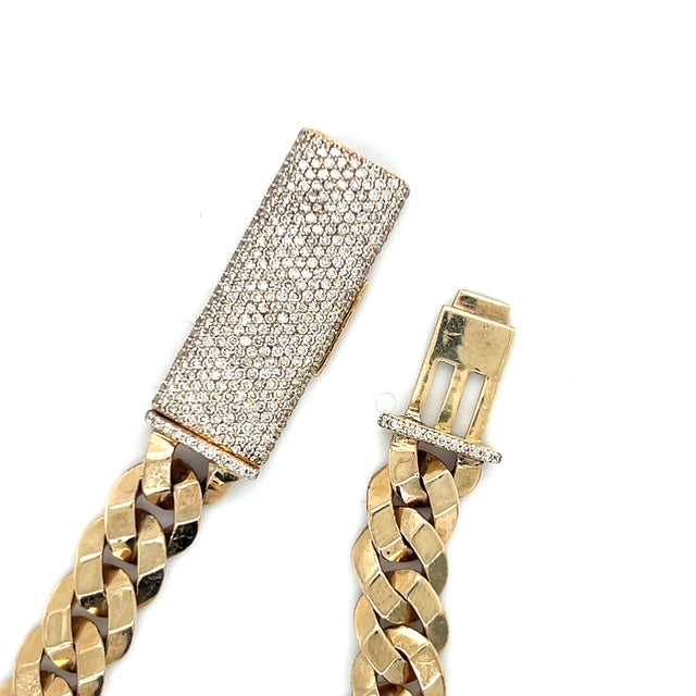 10K Yellow Gold Diamond 9" Cuban Bracelet; 0.75CTW; 35.6g