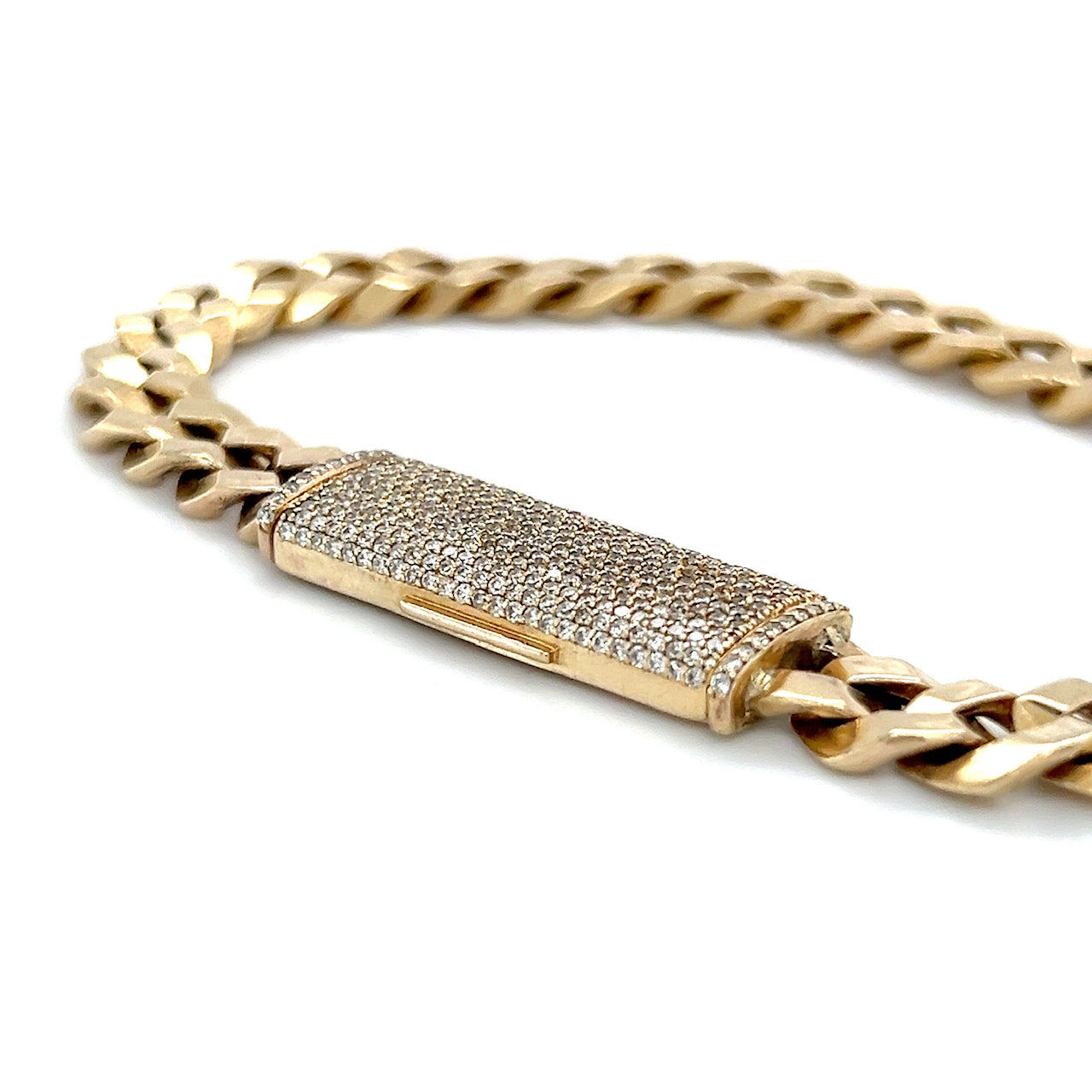 10K Yellow Gold Diamond 9" Cuban Bracelet; 0.75CTW; 35.6g