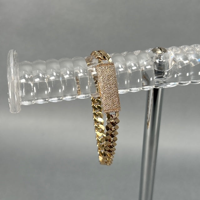 10K Yellow Gold Diamond 9" Cuban Bracelet; 0.75CTW; 35.6g