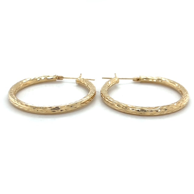 14K Yellow Gold Hoop Earrings; 2.0DWT; 3.1g