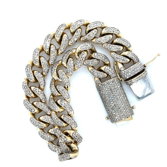 10K Yellow Gold Diamond 8.5" Cuban Bracelet; 2.0CTW; 43.5g