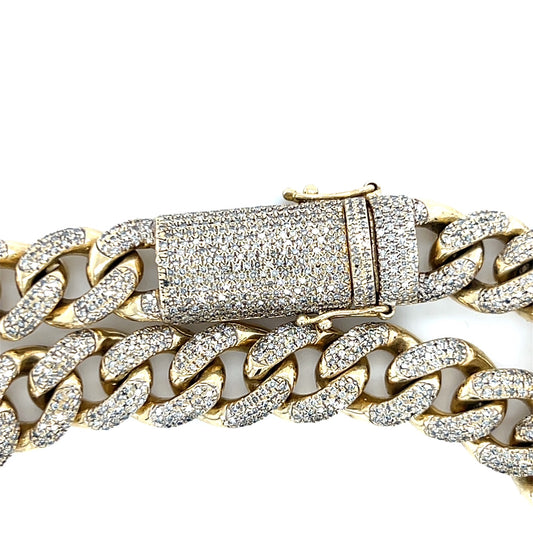 10K Yellow Gold Diamond 8.5" Cuban Bracelet; 2.0CTW; 43.5g