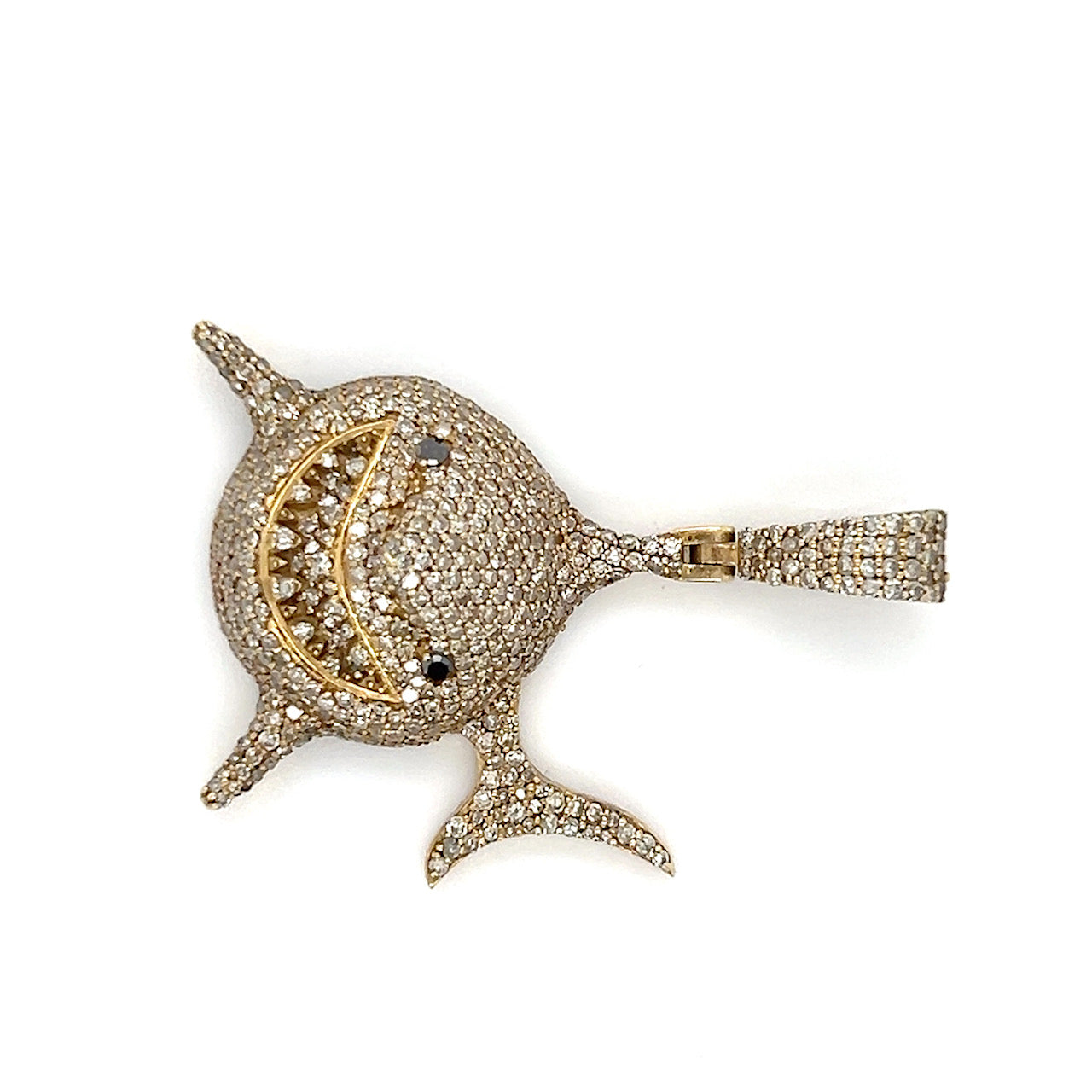 10K Yellow Gold Diamond Shark Pendant; 0.50 CTW; 7.3g
